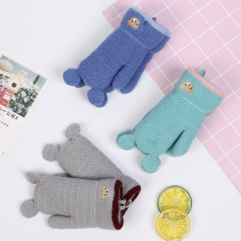 Guantes de invierno para niños de Evrfelan, mitones de algodón de punto con forma de dibujos animados, coloridos guantes y mitones de invierno para niños y niñas