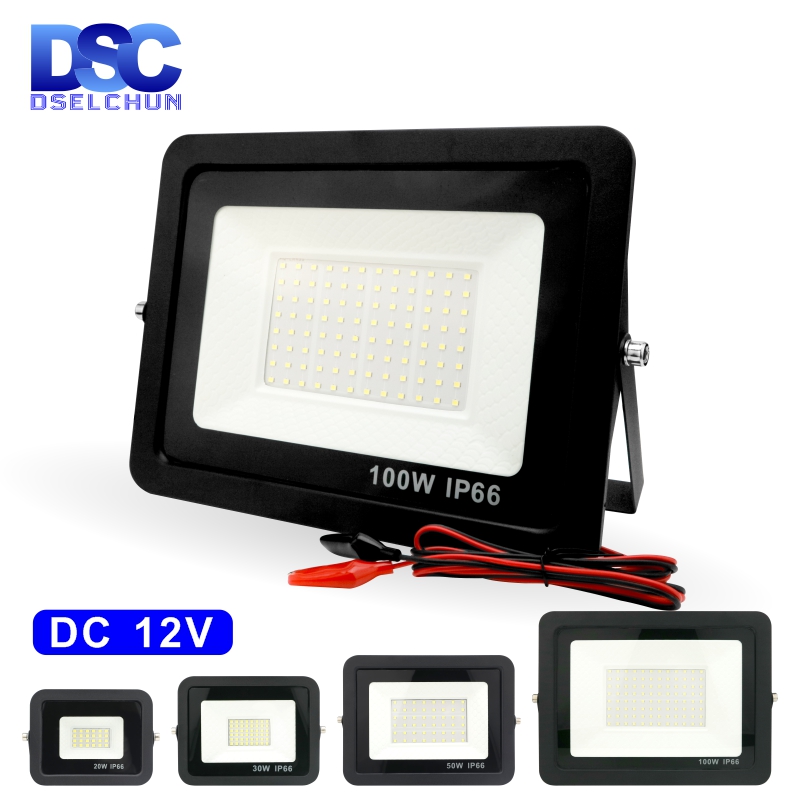 DC12V Led-schijnwerper 20W 30W 50W 100W Outdoor Schijnwerper Spotlight IP66 Waterdichte Lichtreflector draagbare 12 Volt Led-verlichting
