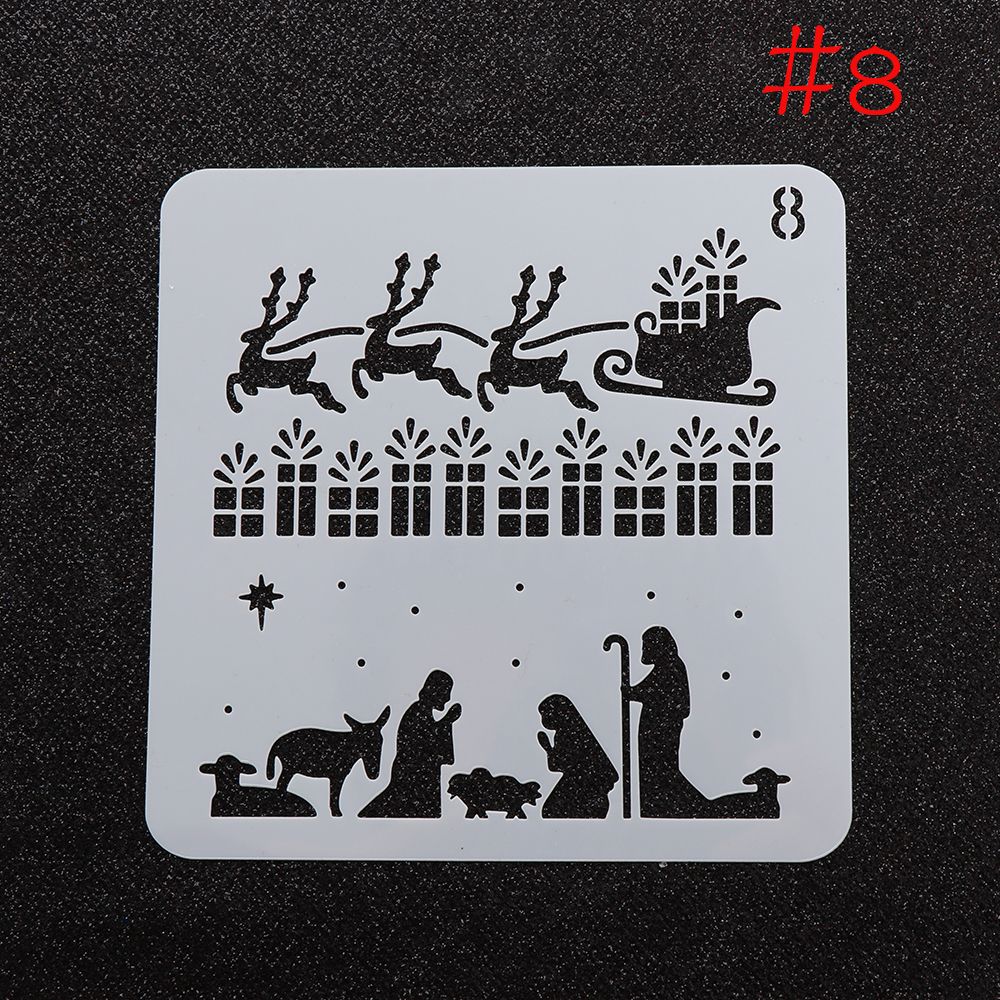 Plantillas huecas de Navidad para pintura de pared, álbum de sellos para estampado de álbum, tarjeta de papel en relieve decorativa, plantilla de flores: Azul oscuro