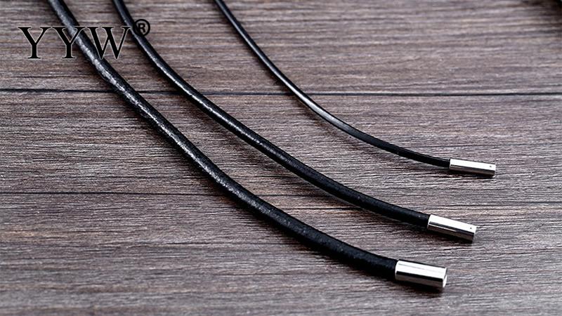 Cowhide Leather Necklace Cord Stainless Steel Bayonet Clasp Charm Different Dia and Length Black Sold By Strand