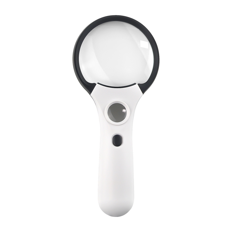 Handheld Magnifying Glass with 3 LED Light &amp; 1 UV Light 3X 45X Illuminated Magnify Lens for Seniors Reading Book Macular