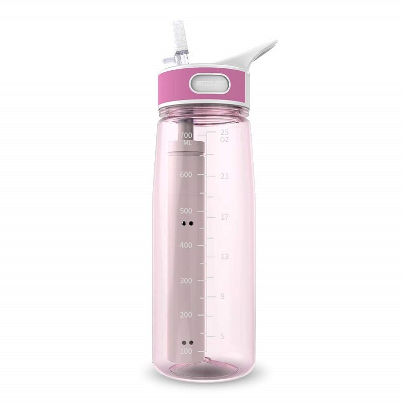 Flaske joy vandflaske med filter , 27oz vandflaske med udskifteligt 2- trins filter bpa fri hulfiber membran filter: Rød