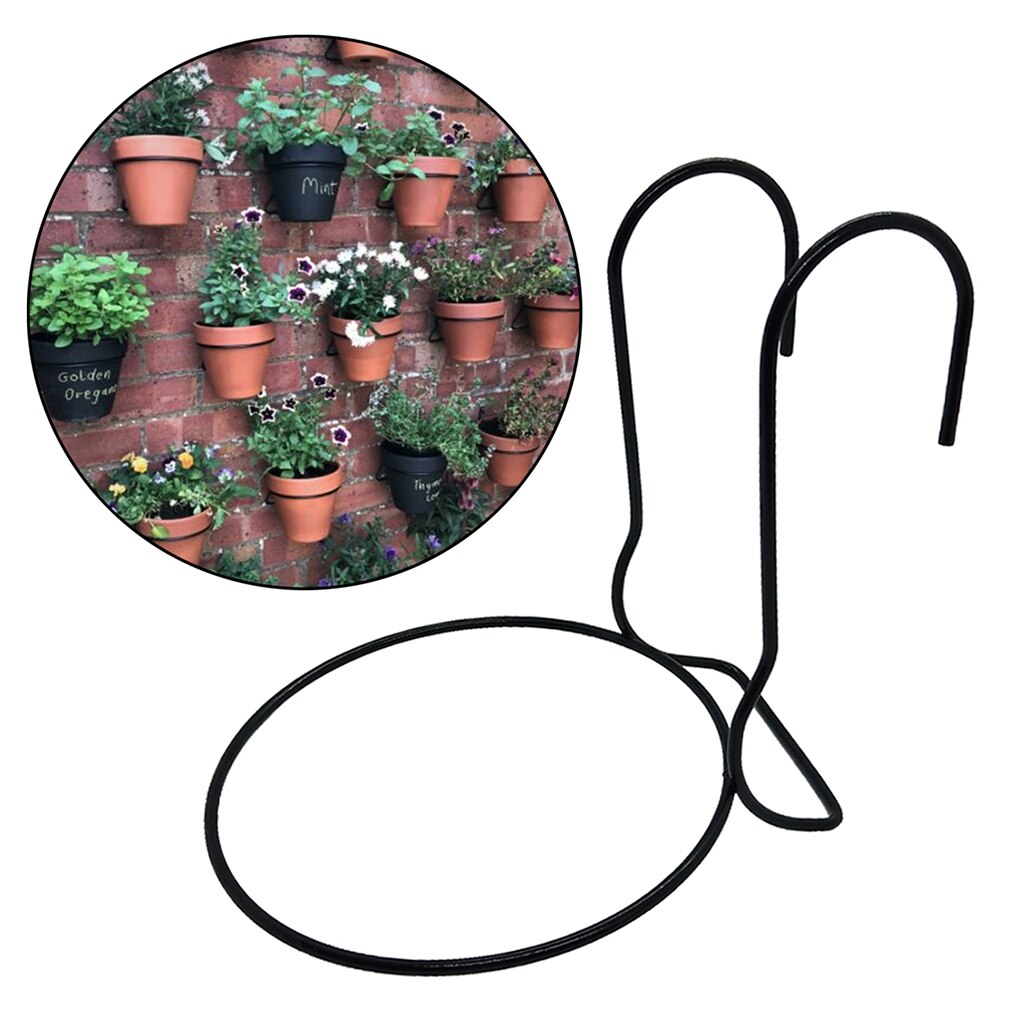 Iron Art Hanging Baskets Flower Pot Hook Stand Fence Planters for Patio Balcony Porch Fence Decoration