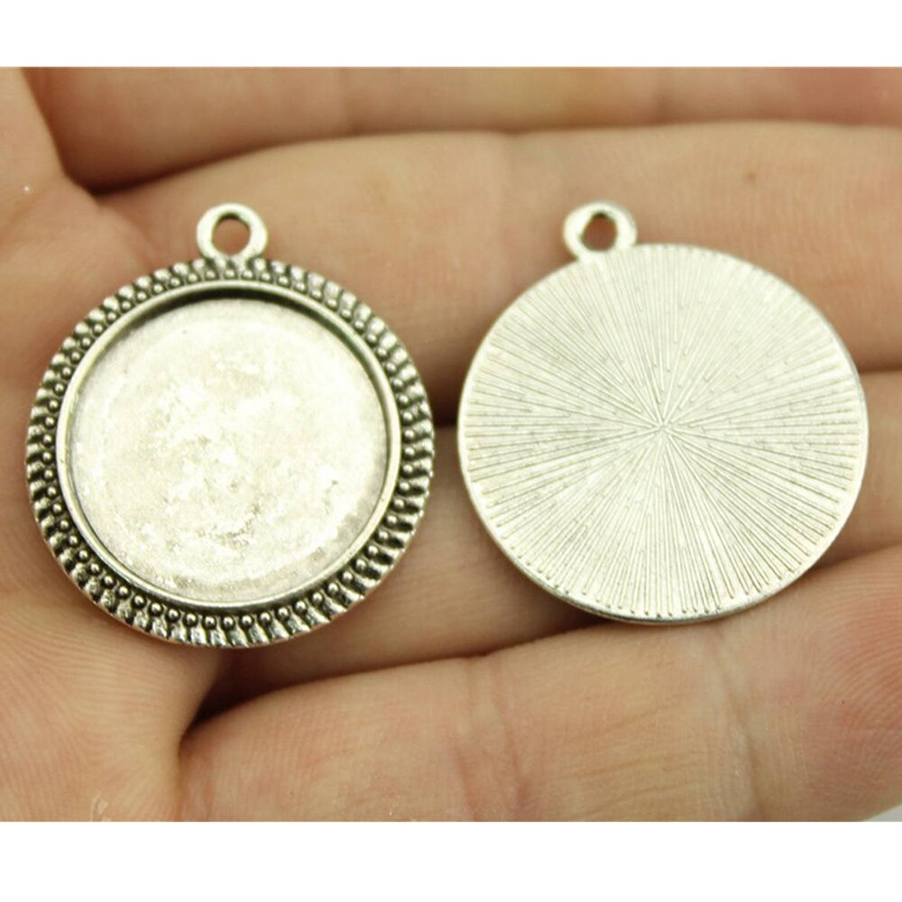 10 Stück / Los Passend für 20 mm rundes Glas Cabochon Base Setting Anhängerablage für Schmuck DIY Herstellung antiker silberner Farbe FM4024: F4051