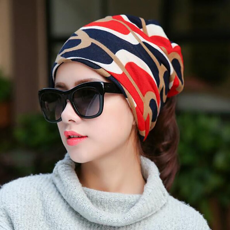 Multifunktionel hat til kvinder tørklæde hip hop cap strippet hip-hop beanie forår & efterår snapback cap kvinder speciel hat