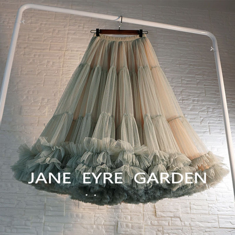 Falda de tul de línea a para mujer adulta, enagua de dama de honor, tutú para mujer, faldas de tutú en capas hasta la rodilla, Falda plisada de línea a: Verde