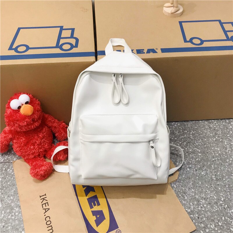 Dames zachte pu leren rugzakken eenvoudige veelzijdige rugzak studenten schouder schooltassen reistassen mochila: Wit