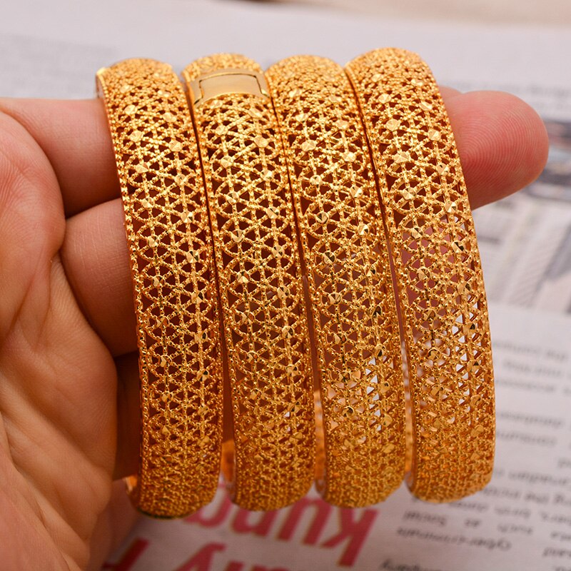 24k 1 stk dubai brud gullfarge armbånd for kvinner etiopisk armbånd armbånd afrikanske smykker midtøsten arabiske ornamenter