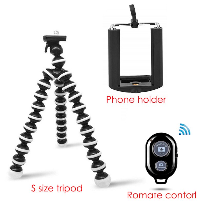 Petite pince de téléphone Flexible de trépied de pieuvre avec la télécommande de Bluetooth pour l'iphone Dslr Gopro Xiao Yi 4K SJCAM support de support de caméra: Set