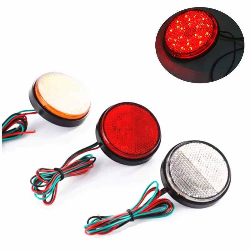 Motorcycle LED Round Brake Turn Signal Stop Tail Lights Reflectors Scooter Dual Sport Bike Cruiser Bobber Chopper