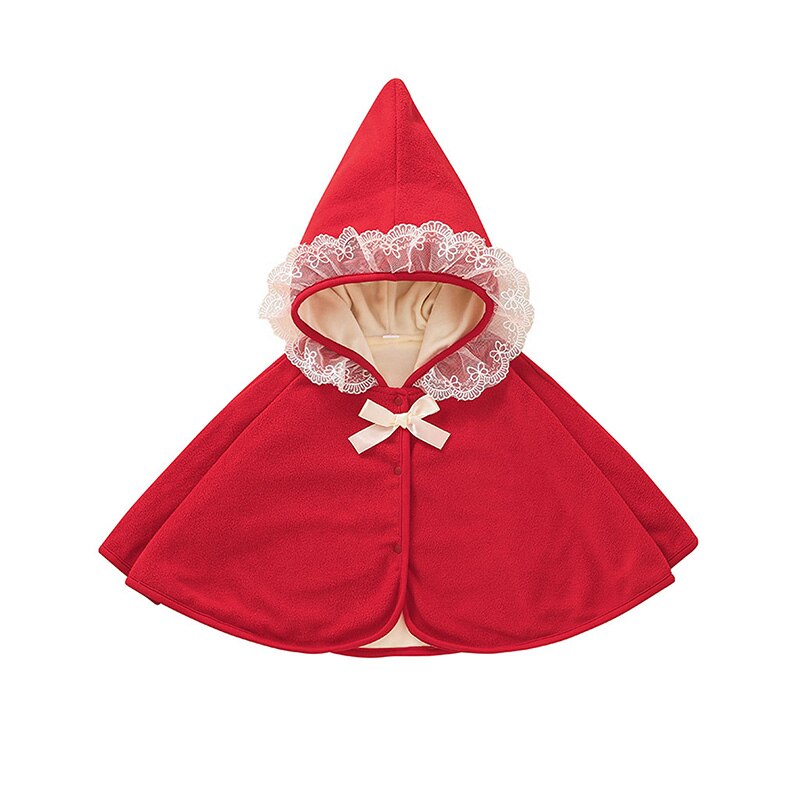 Kerst Pasgeboren Baby Meisje Kant Boog Hooded Mantel Jas Jas Uitloper Warm Xmas Kleding 0-24M