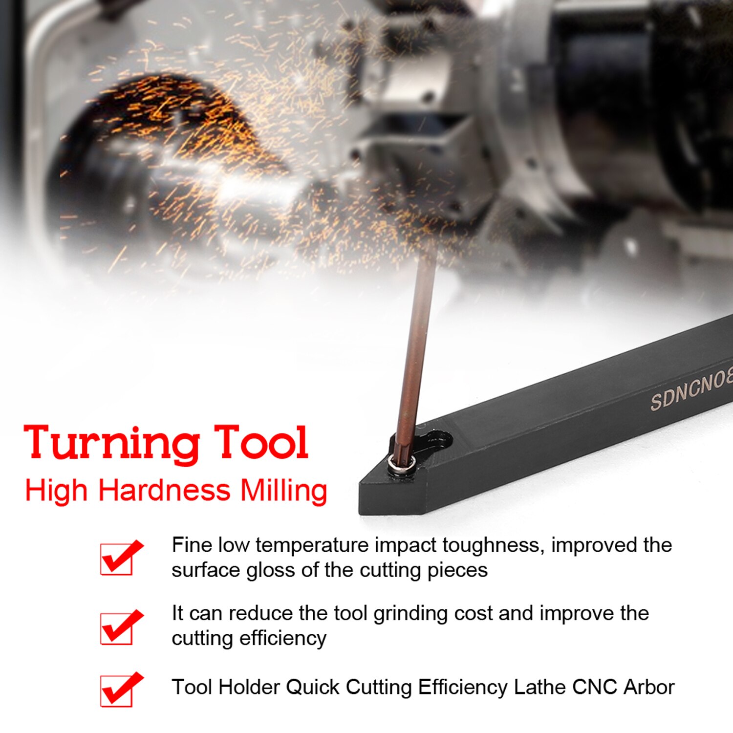 8mm Milling Tool Holder High Hardness Milling Tool Holder Quick Cutting Efficiency Lathe CNC Arbor with Insert and Wrench