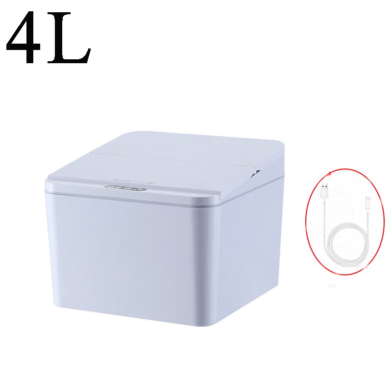 Intelligent Trash Bin Automatic Touchless Trash Can Intelligent Infrared Motion Sensor Garbage Cans Home Desktop Smart Dustbin: Gray 4L USB