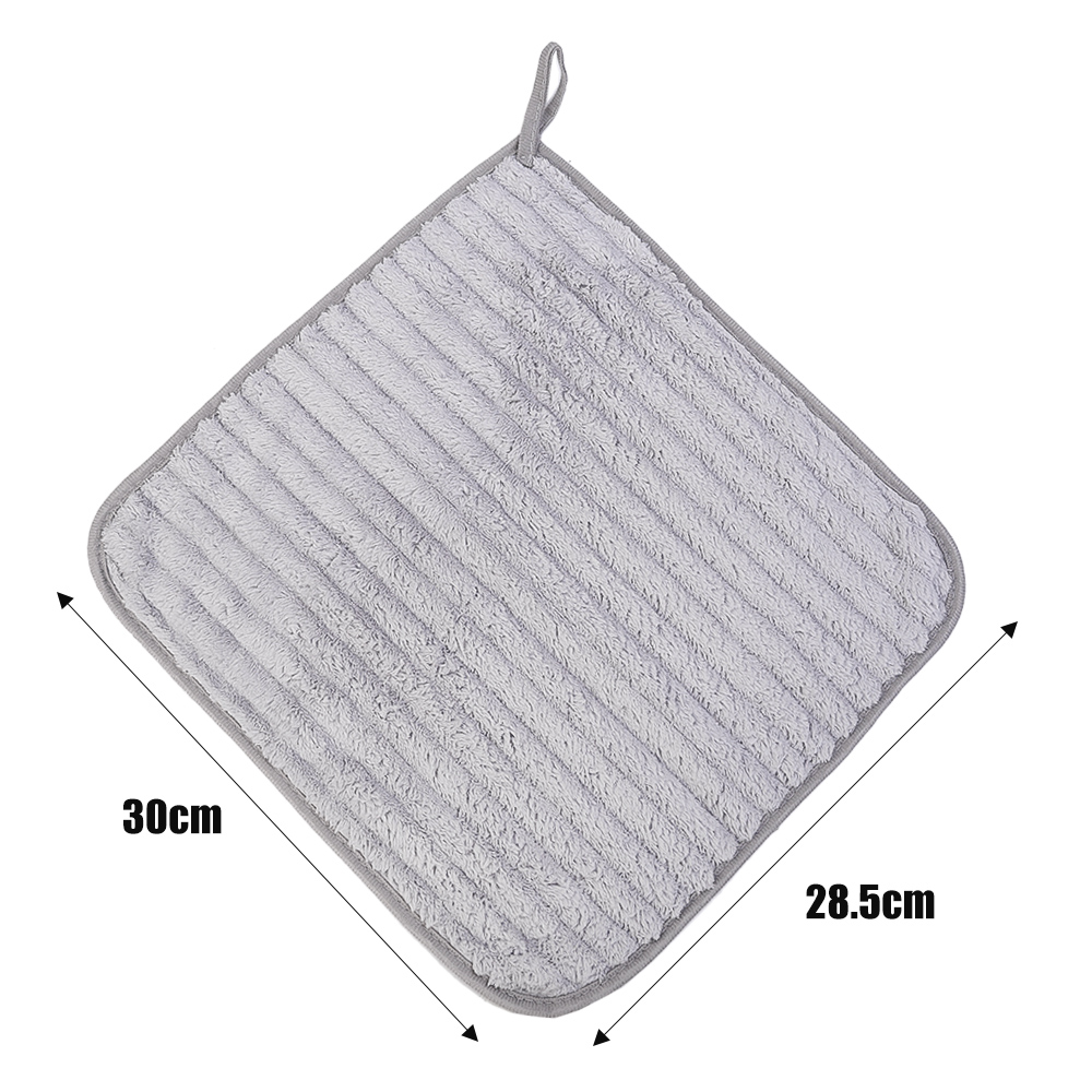 Toalla de limpieza de manos de lana Coral, toalla absorbente gruesa, pañuelo suave duradero, toalla para lavar platos de cocina, 5/1 Uds.: Gris claro / 2 unids