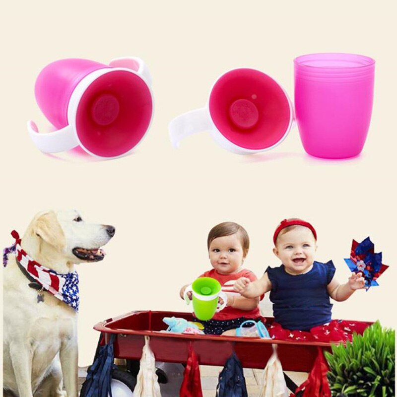 240ml babybekers, magische beker voor baby's, drinkbeker, waterbekers, dubbele handgreep, lekvrije melkfles met klapdeksel, 360 graden