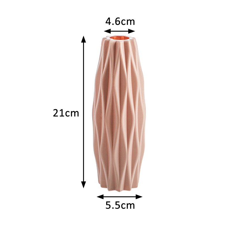 1Pcs PE Big Belly/Diamond/Tree Shape Vase Flower Imitation Ceramic Plastic Flower Vase Flower Basket Nordic Style: diamond pink