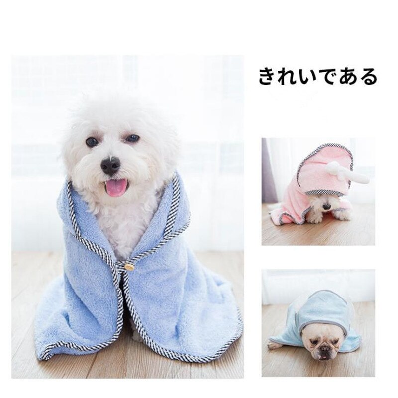 Pet Bath Towel Soft Cute Drying Bath Pet Towel for Dog Cat Puppy Super Absorbent Bathrobes Cleaning Necessary Supply Fiber