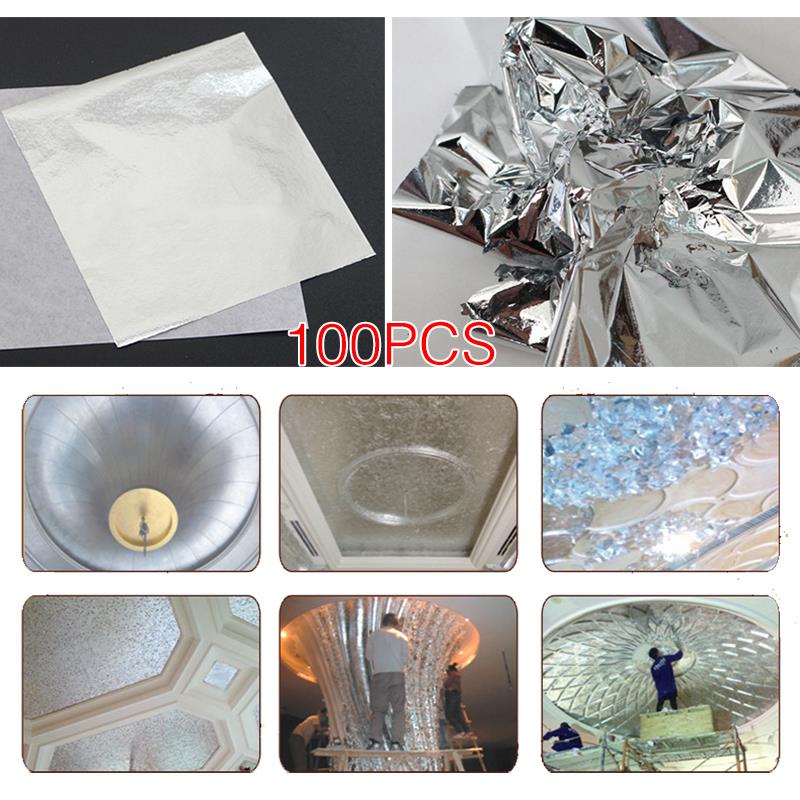 Silver hållbart silverfolie papper blad folie papper heminredning imitation förgyllning hantverkspapper universal