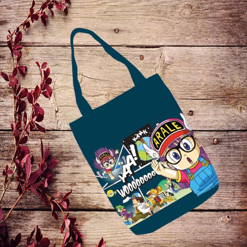 1 Uds lindo Arale Anime hombro de la lona bolsas Casual Bolsa Tote de dibujos bolso de Viaje unisex