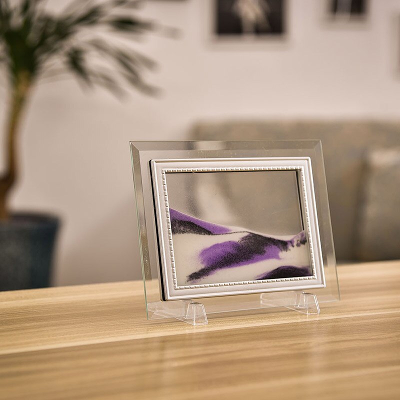 3D Dynamische Vloeiende Grit Zand Schilderij Transparante Glazen Frame Tekening Landschap SCVD889