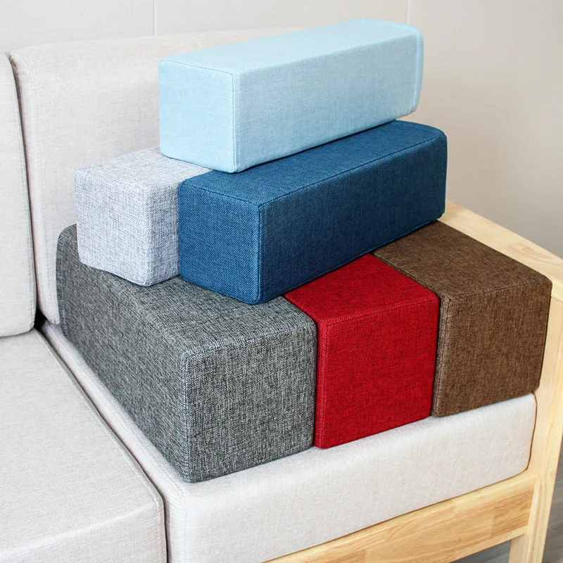 Cuscino per bracciolo per divano da 50 cm Cuscino per le mani Tecnologia Panno Tessuto di lino Cuscini stereoscopici cubidi lunghi Cuscino per bracciolo decorativo per divano