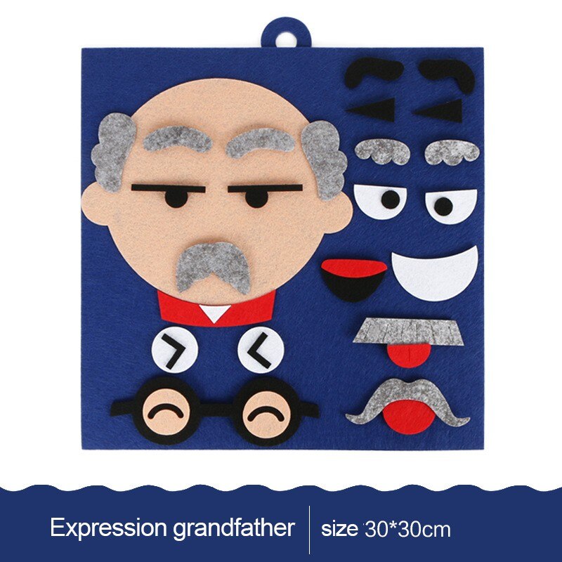 Funny Kids Educatief DIY Emotie Gezichtsuitdrukking Veranderen non-woven Stickers Puzzel Creatief Speelgoed: Grandfather