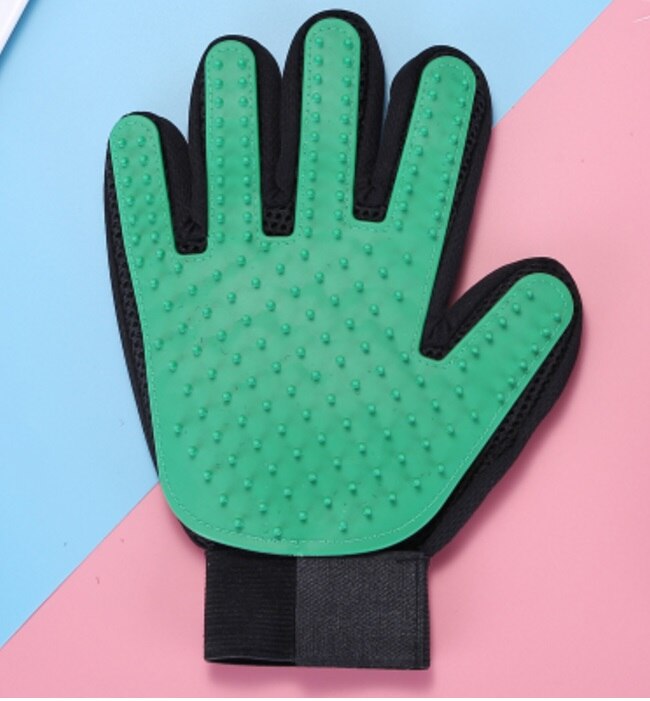 Silicone Pet Dog Cat Grooming Gloves Pet Cat Massage Glove Hair Brush Shower Comb Dog Bath Deshedding Cleaning Tool: left / Green