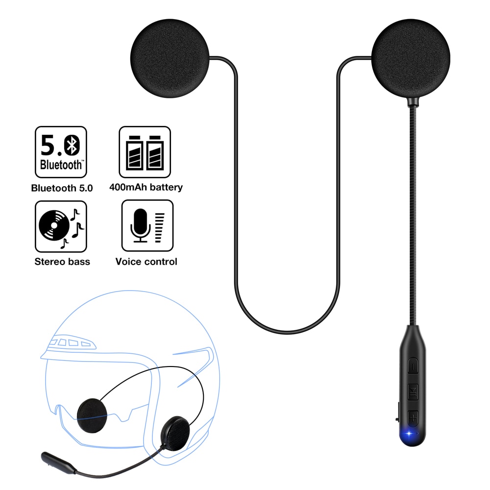 Fodsports Motorhelm Headset Draadloze Bt Hoofdtelefoon Bluetooth 5.0 Stereo Muziek A2DP Luidspreker Met Fm Radio