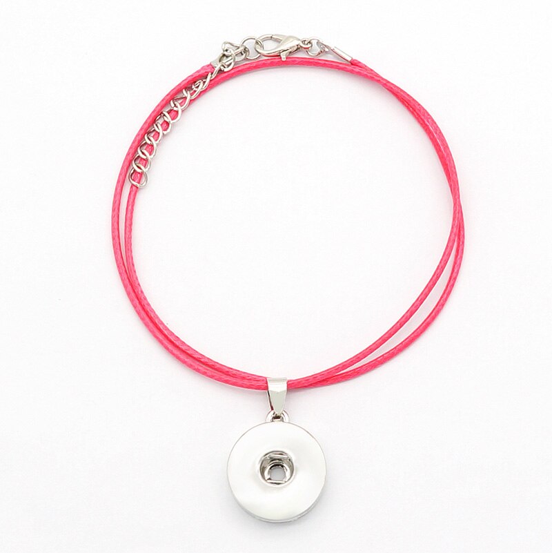 simple Beauty colorful Wax line rope Snap necklace Collar 42cm Lobster Buckle fit DIY 18MM snap buttons DJ0164: rose