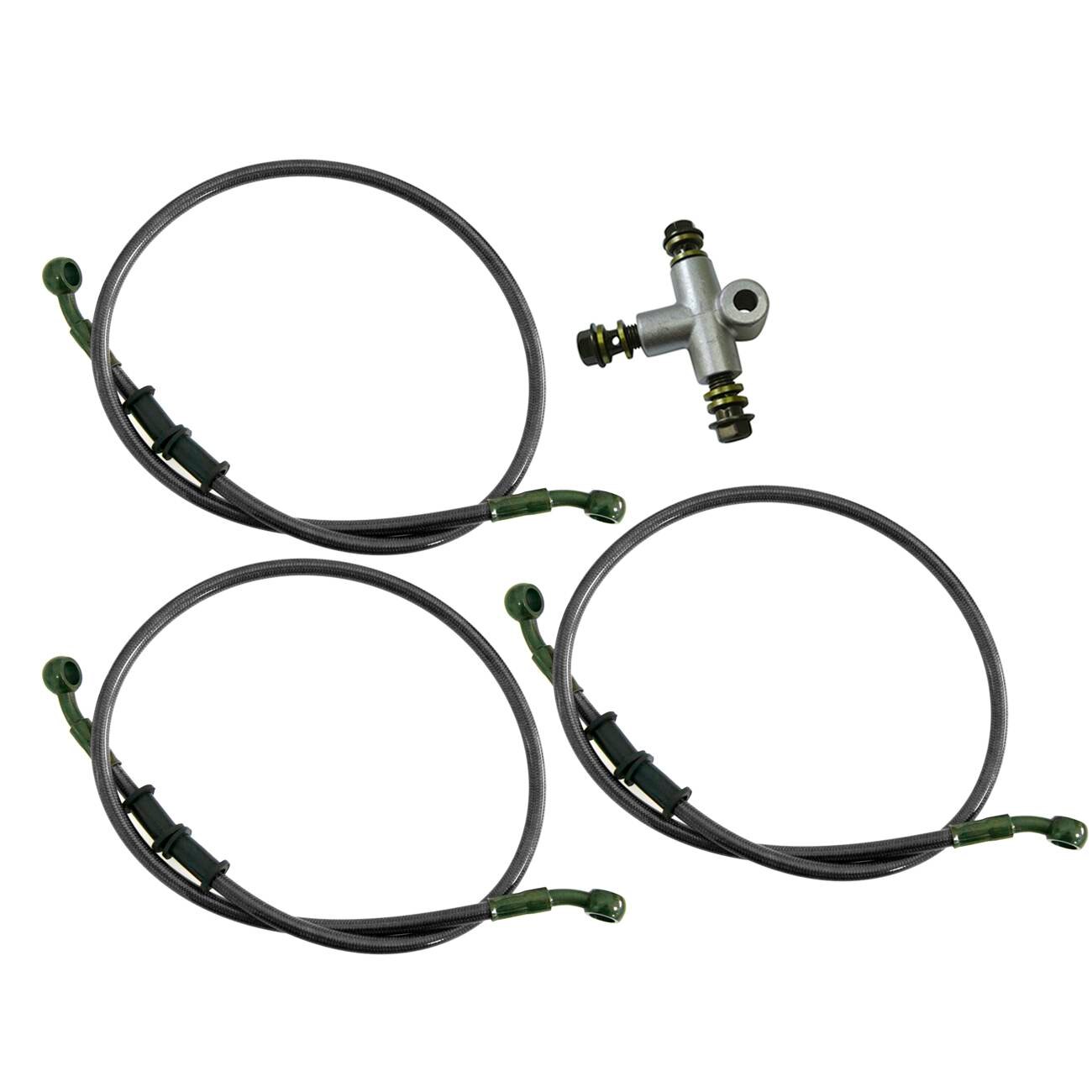 3 Way Adapter & 3x80 cm Fuel Line voor Motorfiets: Grijs