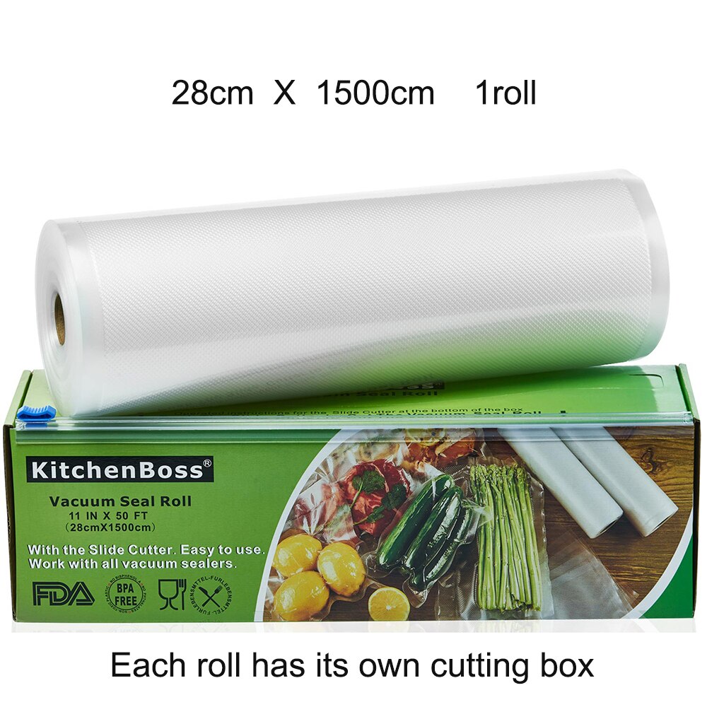 Vacuum Sealer Rolls Bag，28 x 1500cm 2rolls Food vacuum Saver Bag Rolls with Cutter Box ，Sous Vide Roll Bag: 28x1500cm(1roll)