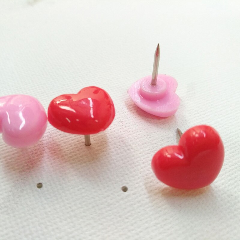 50 Stks/doos Hart Vormige Plastic Punaise Gekleurde Push Pins Diy Push Pin Decor Punaises Kantoorbenodigdheden FF01
