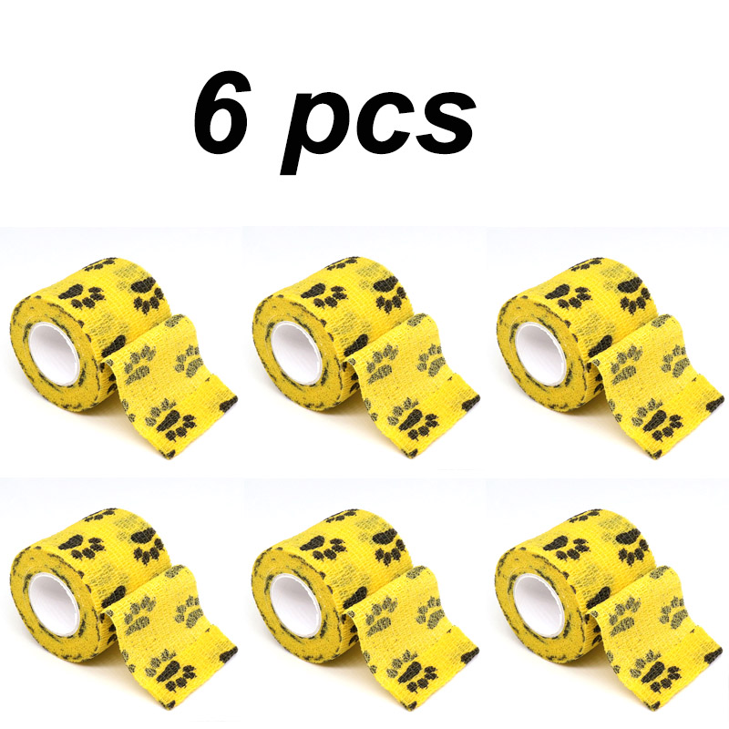 6 pcs Pet Puppys Anti Dirt Tool for Going Out Leggings Self Adhesive Bandages for Walking Dogs Feet Wrapping Protective Bandages: Yellow