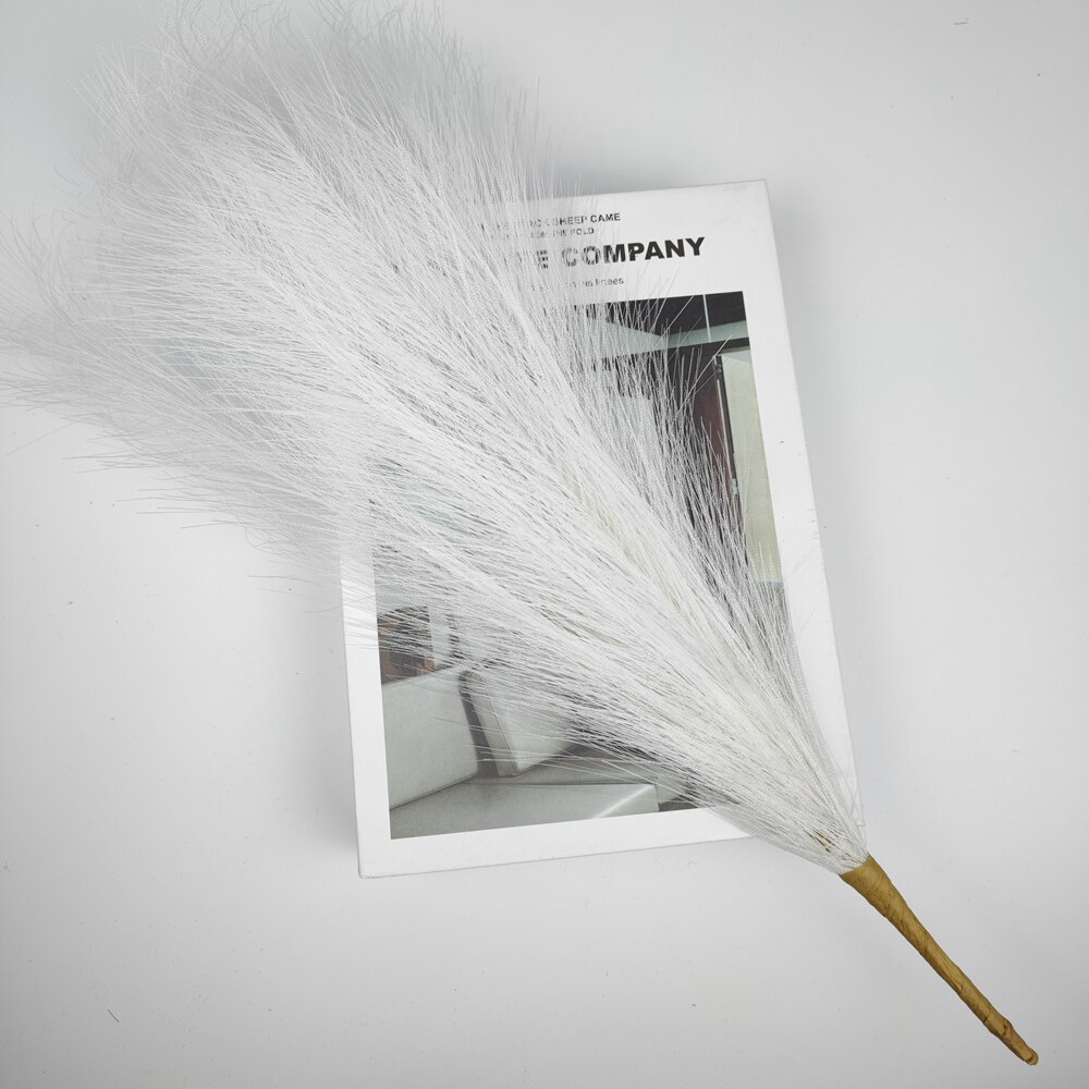 Faux Pampas Grass 17''/44cm Short Pampas Grass for Boho Home Office Decoration Artificial Reed for Floral Arrangement Vase Fills: Milky White 1pc