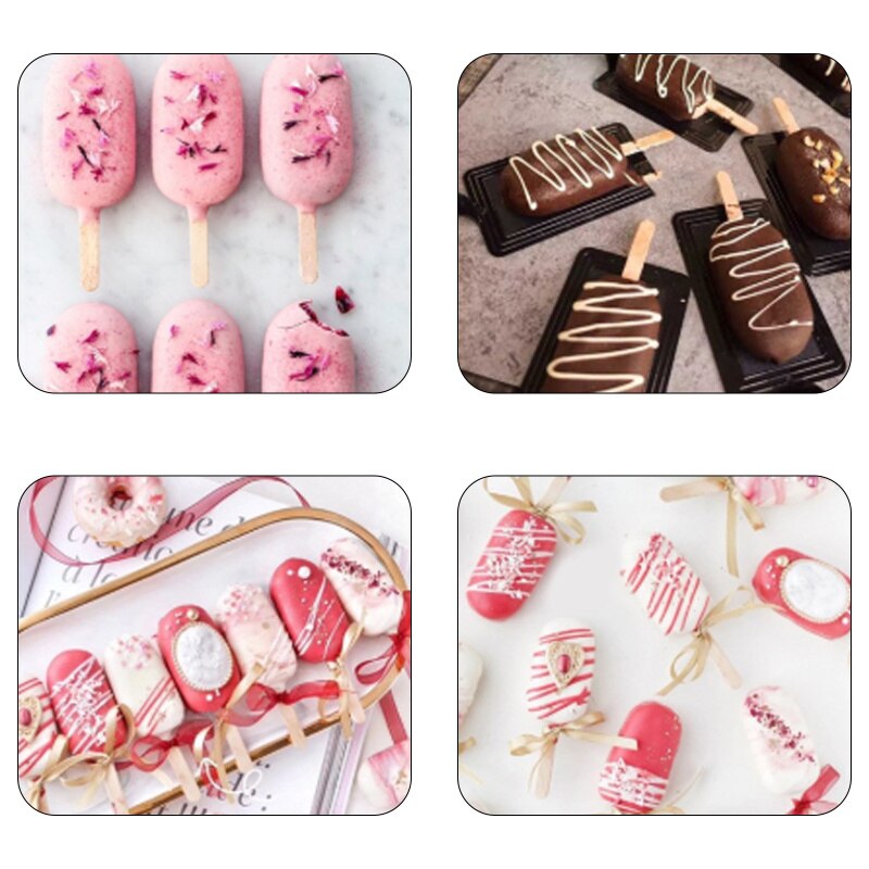 4 Cavity Popsicle Mold Silicone Ice Cream Mold With Sticks DIY Homemade Baking Desserts For Children Party Freezer Fruit Juice