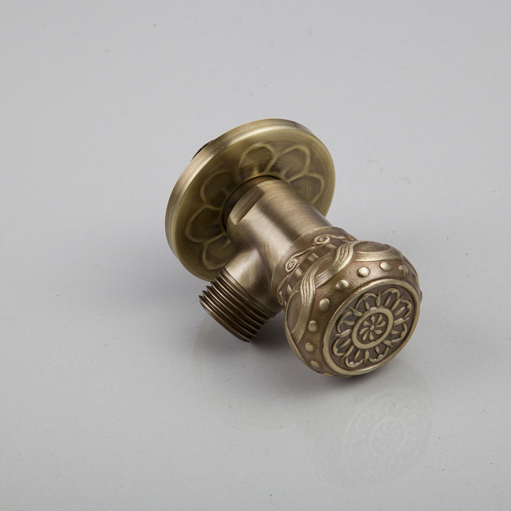 Bathroom Control valve Solid Brass Angle Stop Valve 1/2" Male x 1/2" Male Thread Antique Brass Water Outlet Faucet Accessories