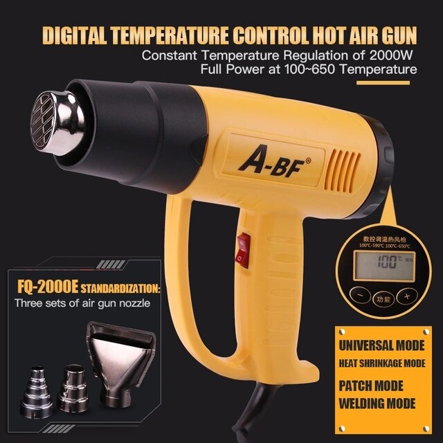 A-BF Air Gun Digital Display Micro Rework Soldering Station Air Gun For Welding Repair Tool 1600W/2000W: white