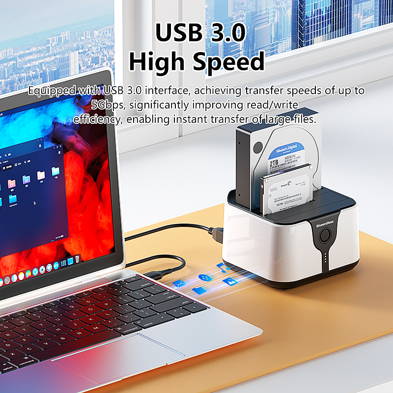   Blueendless 2 Bay HDD Box Case HDD Docking Station SSD case dual bay offline clone SATA a USB 3.0 Adattatore per disco SSD 2.5 3.5