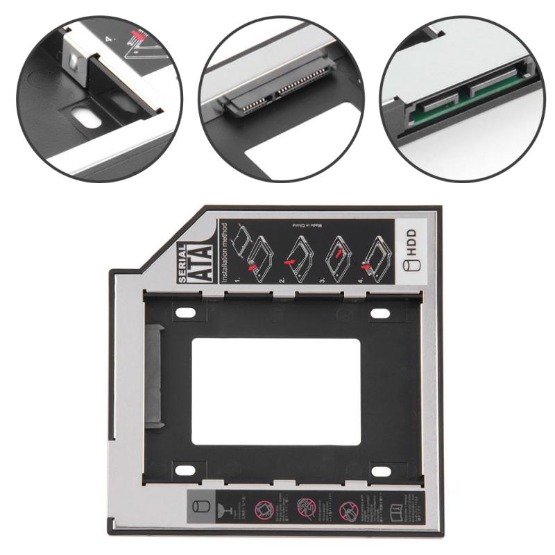 universel 2nd HDD Caddy 12.7mm pour 2.5 "2 to SATA 3.0 boîtier SSD boîtier de disque dur boîtier + LED pour ordinateur portable CD DV Optibay