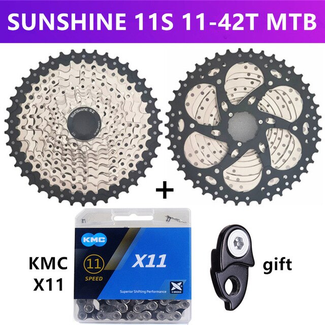 solskinn-sz mtb / landeveissykkel svinghjul 11/22/33 hastighet 11-25t/28t/32t/36t/40t/42t/46t/50t/52t kassett svinghjul og kmc  x11: Mtb 42t og  x11