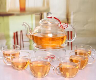 Porslin glas teservis 1 teservis med 6 dubbla väggkoppar 600ml värmebeständiga glas tekannaservisar: 04