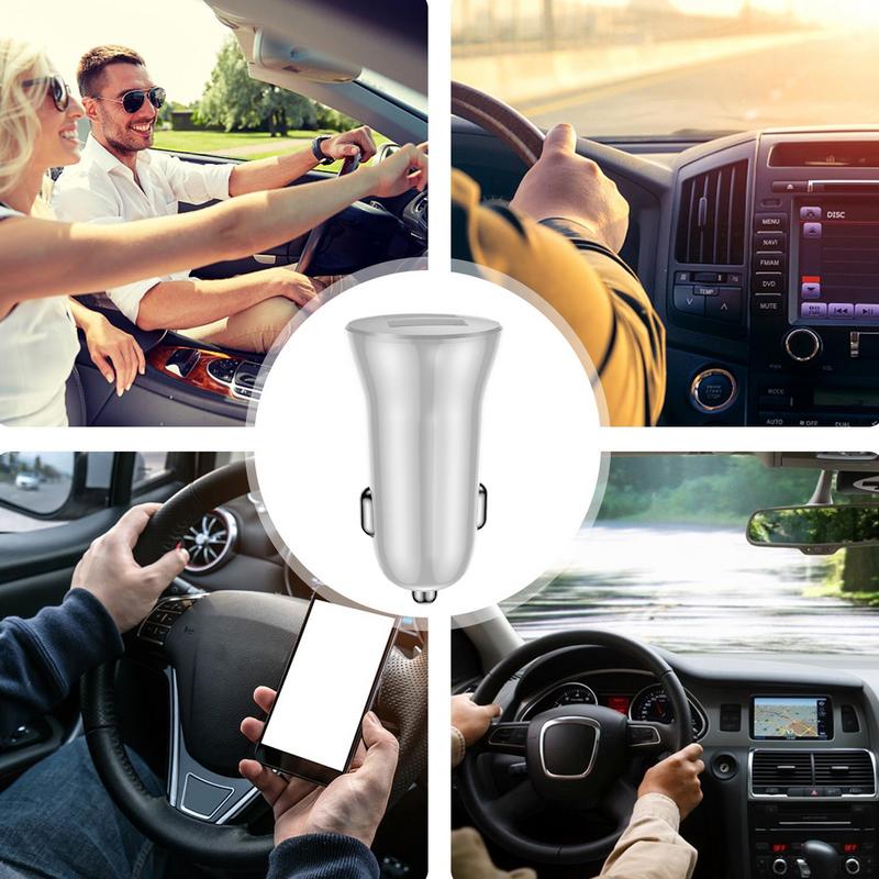 5V 2.4A Auto Dual Port Mini USB Lader Ultra Snel Opladen Sigarettenaansteker 12V Aluminium Mobiele telefoon Oplaadadapter