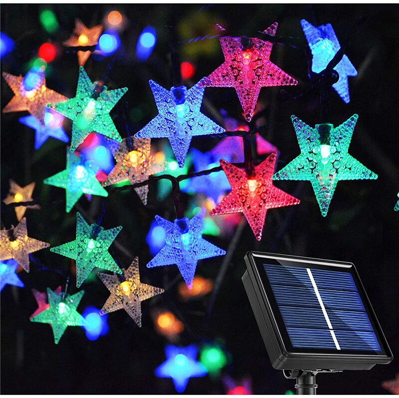 Solar Ster Lichtslingers 8 Modi Zonne-energie Twinkle Fairy Lights Waterdicht Ster Licht Voor Outdoor Tuinen Gazon Kerst: multicolour / 7M 50LEDS