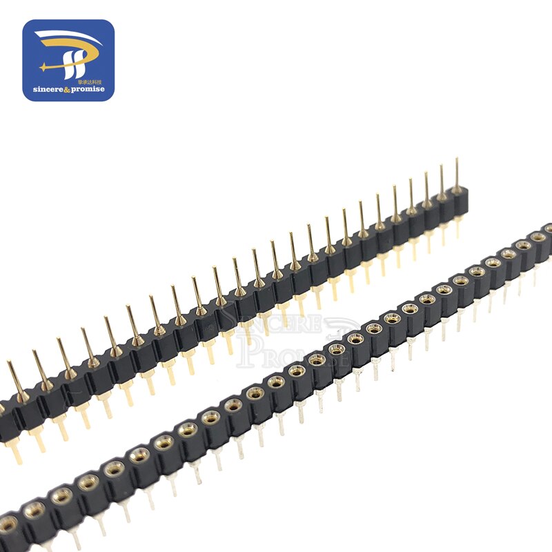 40P Female header 1x40 Pin 2.54mm Round Female Header Connector For DS18B20 and Crystals and PCB Golden Pin Single Row Male