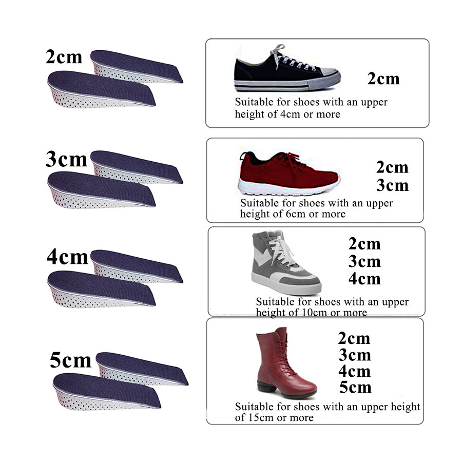 Hoogte Toename Half Inlegzolen Hak Insert Sport Schoenen Pad Kussen Arch Ondersteuning Unisex 2-5 Cm Onzichtbare Verhoog zool Binnenzool