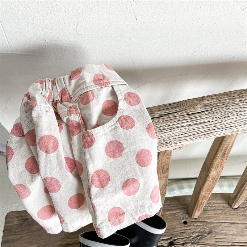 Pantalones cortos con estampado de lunares para niñas, Shorts informales de algodón, ropa para niños, novedad de verano 2022