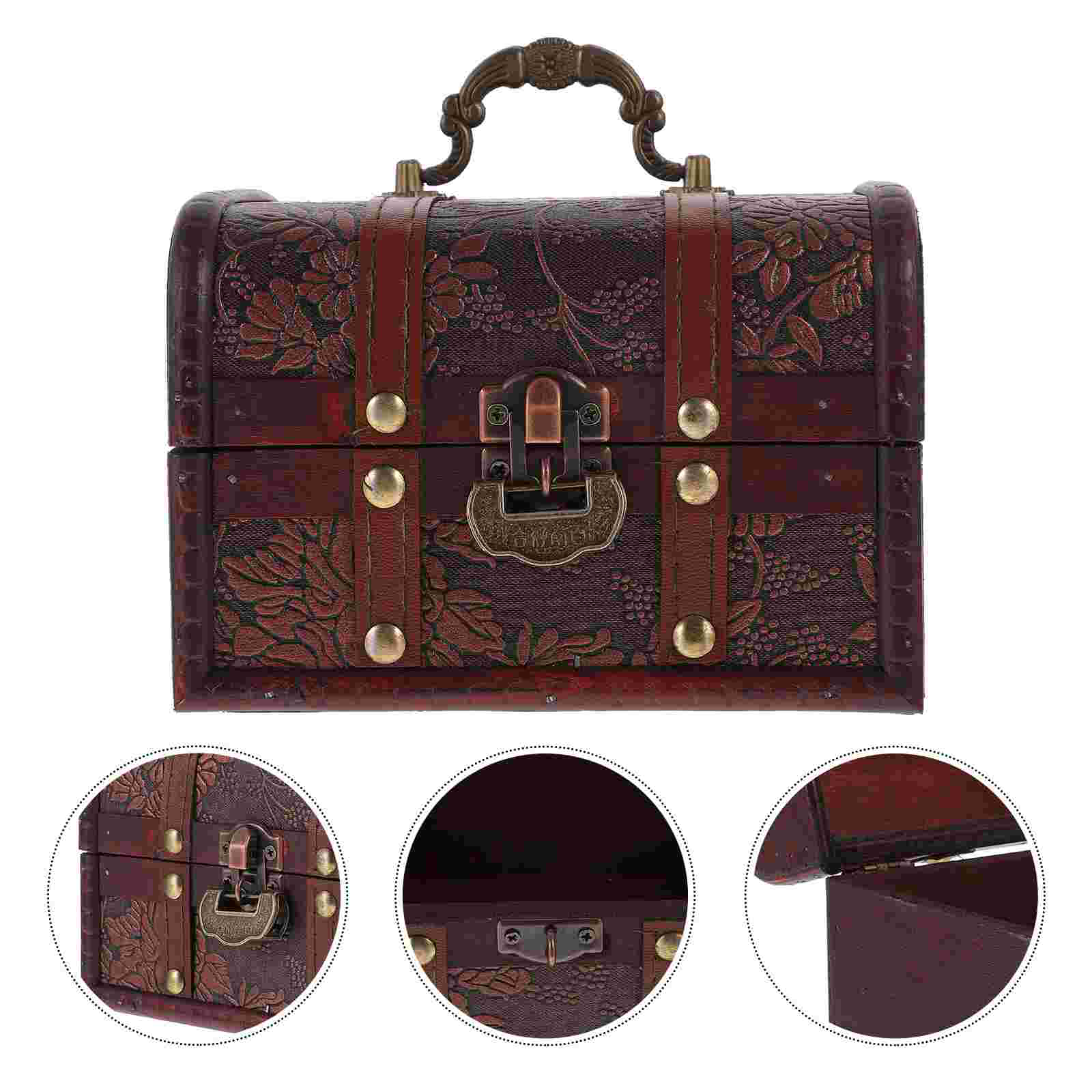 Pirate Treasure Chest Jewelry Jewelrybox Trinket Boxes Vintage Wood with Lock Bridegroom: Default Title