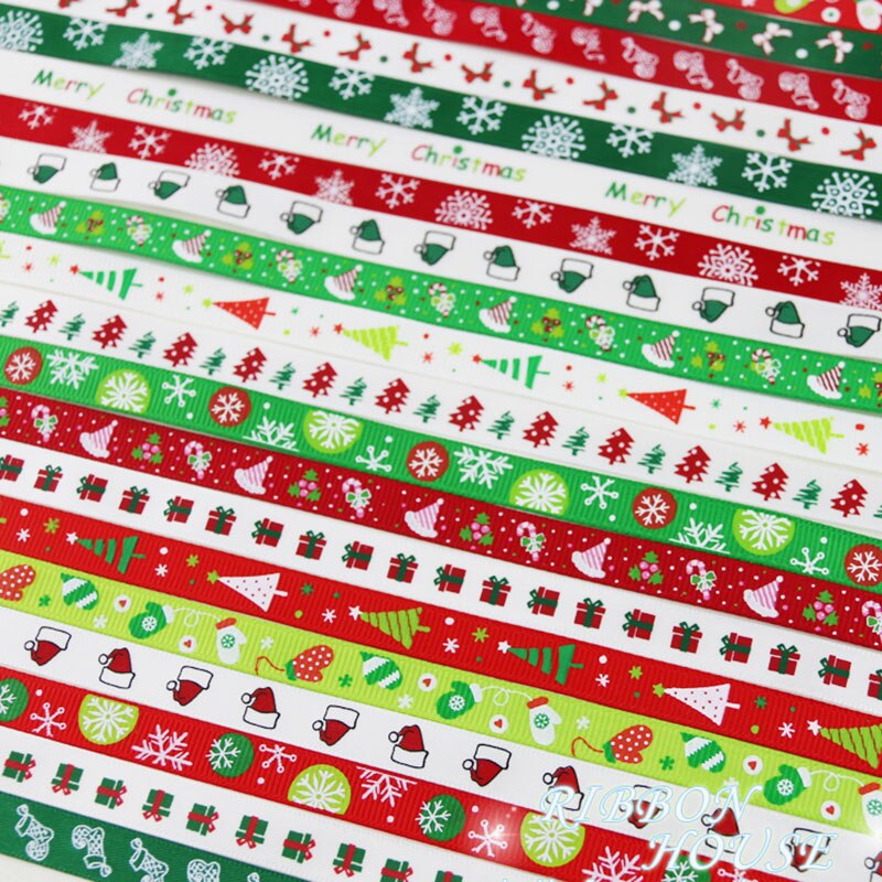 10mm kerstletter bedrukte grosgrain linten 2 meter/lots kerst verjaardag feest inpakpapier snoepdoos verpakking linten