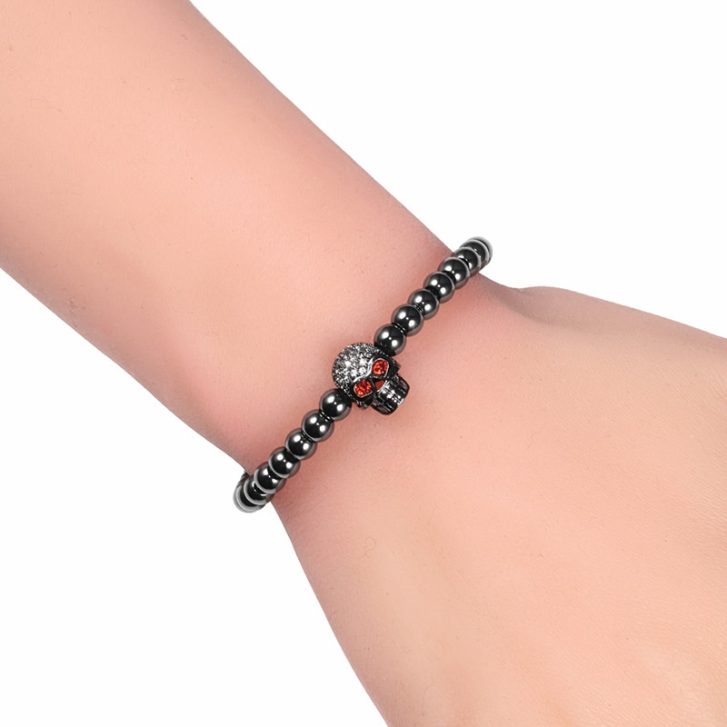 Neue Pflastern CZ Kupfer Perlen Armbänder Schwarz handgefertigt Kristall Schädel Leopard Kopf Krone Würfel Verstellbaren Ständer Armbinde für Frauen Männer