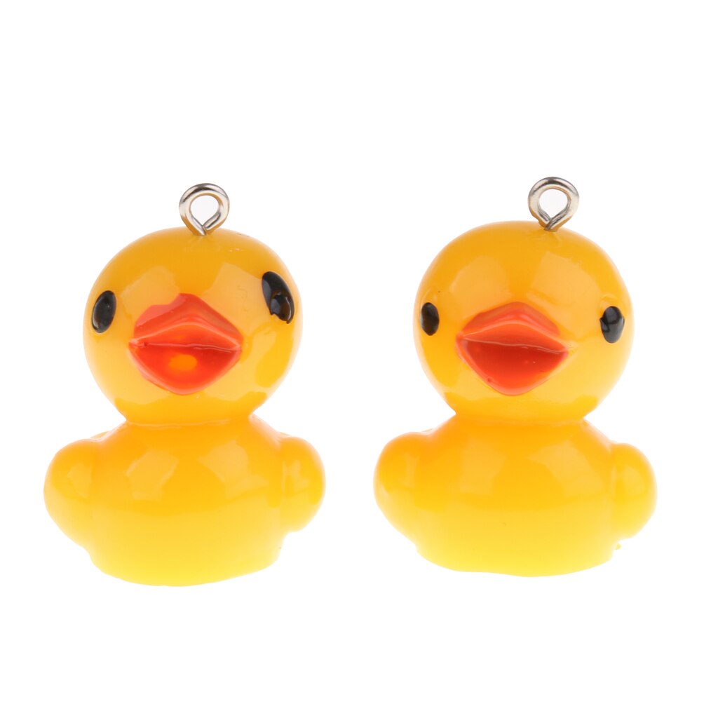 12 Stuks Leuke Gele Eend Model Dierfiguren Sleutelhanger Opknoping Hanger Ornament Diy Maken Accessoires